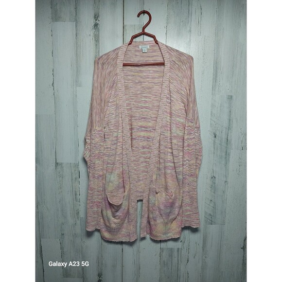Sundance Women's XXL Cardigan Sweater Open Front Orange Pink Pockets - Picture 1 of 6